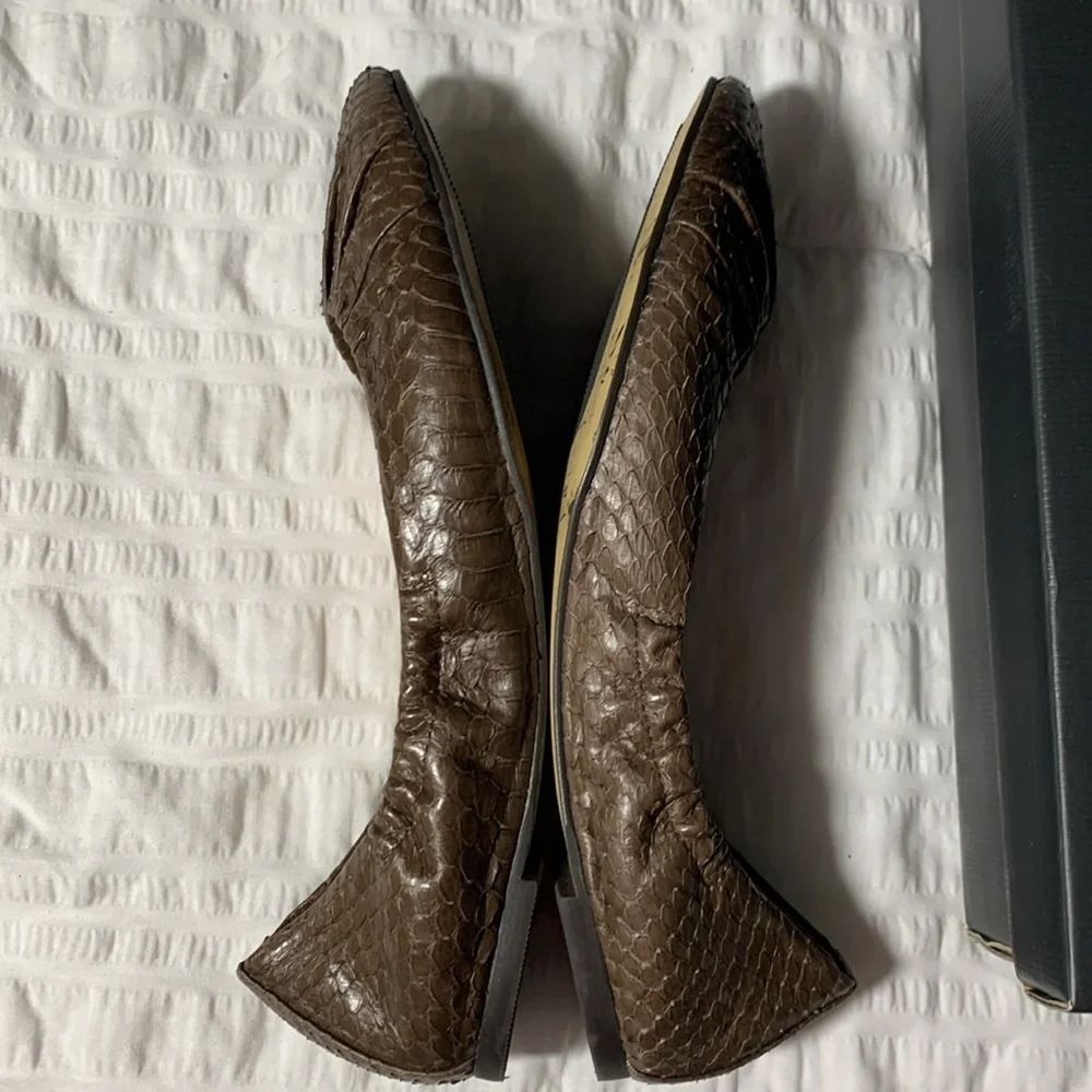 ALL BLACK Women’s Brown Gathered Ballet Flats Genuine Leather Upper and Lining
